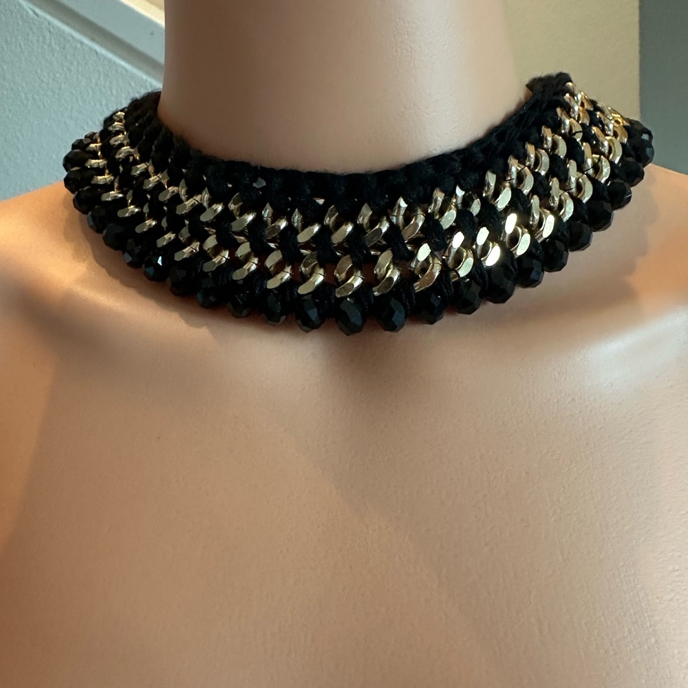 Elegant Black and Gold Choker Necklace